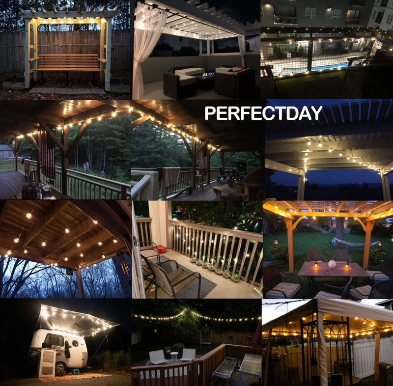 PERFECTDAY Solar String Lights, Shatterproof LED Solar String Light Outdoor G40 Umbrella Lights with 25 Bulbs - 27 Ft Patio Waterproof Lights - Image 2